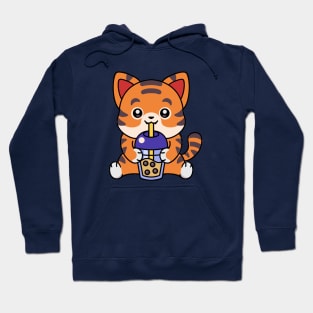 Cute Tiger Drinking Boba Hoodie